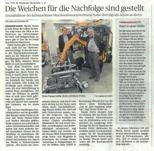 Zeitungsbericht Ludwigsburger Kreiszeitung über Probst, Erdmannhausen